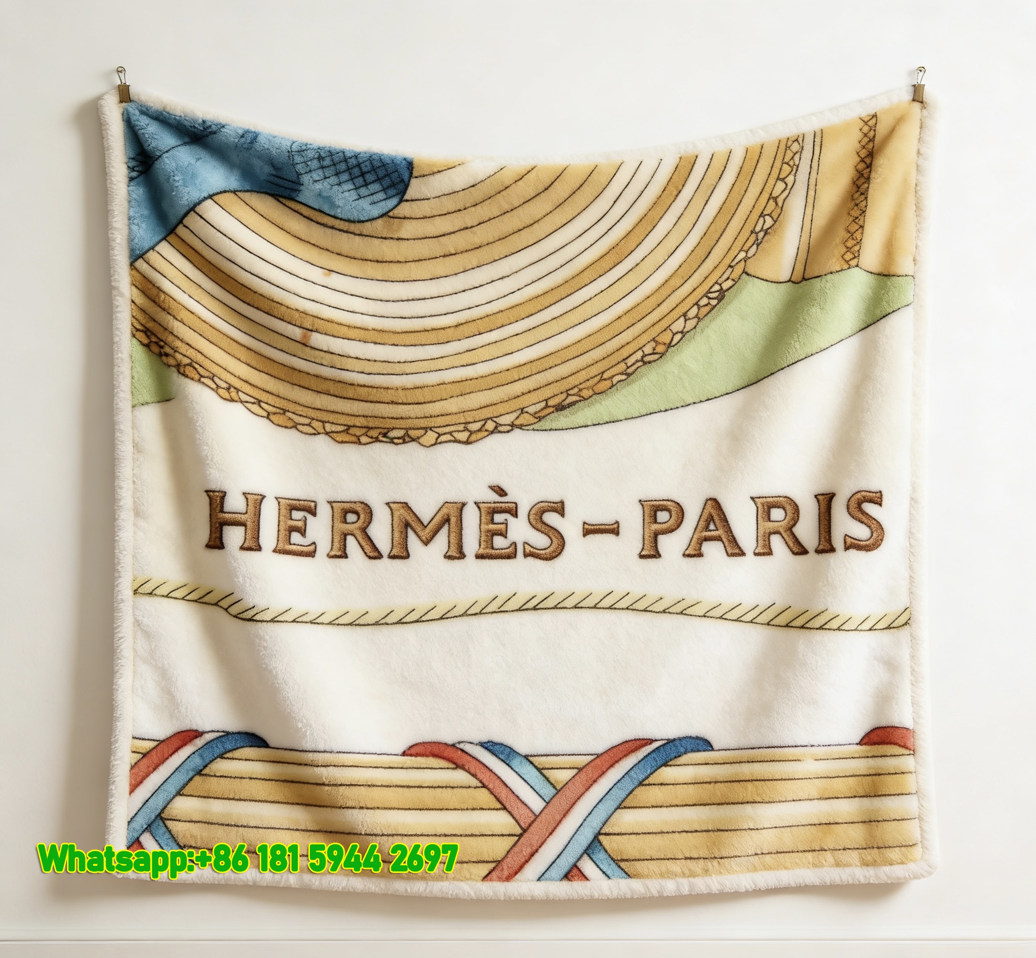Luxury Hermès Paris Inspired Flannel Throw Blanket IMG_5267